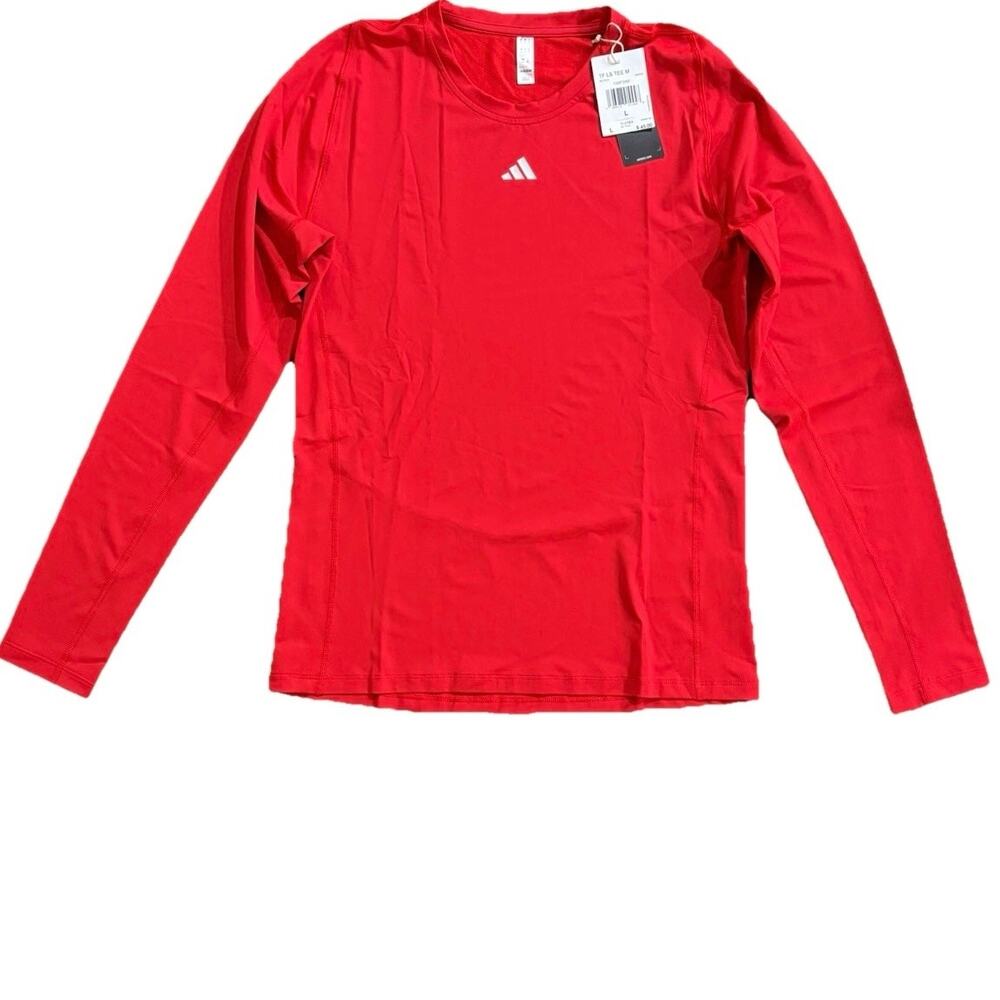 NWT Adidas Men's Techfit Compression Training Long Sleeve in Team Power Red